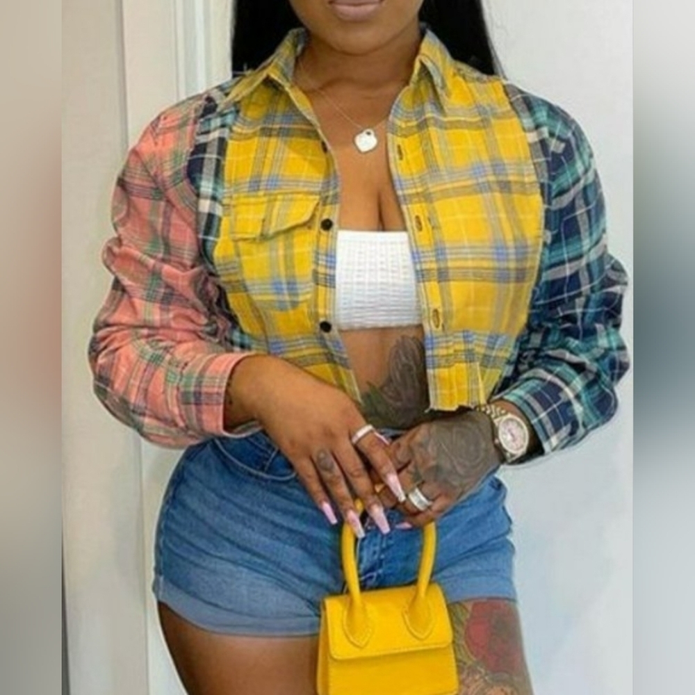 NWT Plaid Crop Top